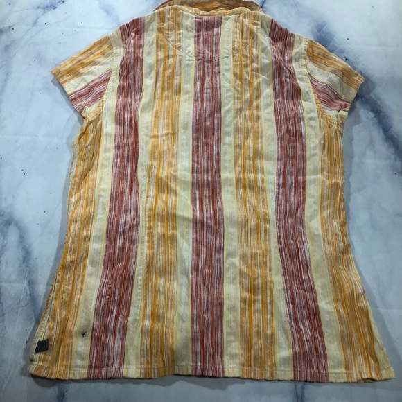 The North Face Red Yellow Striped Button Up Blouse - Picture 3 of 8
